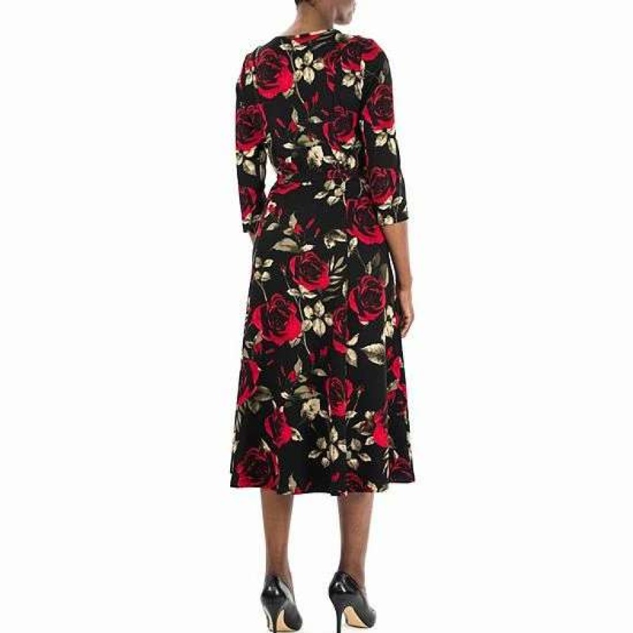 Womens * | Women'S Nina Leonard Sylvia Print Midi Dress