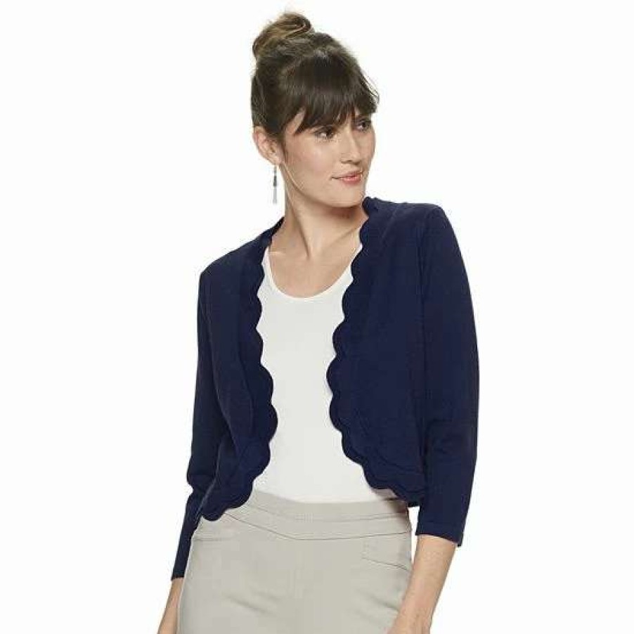 Womens * | Women'S Nina Leonard Scallop Trim Bolero