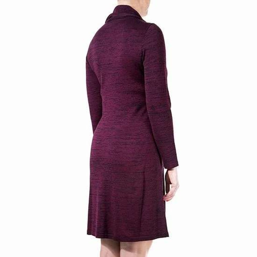 Womens * | Women'S Nina Leonard Cowlneck Sweaterdress Navy Multi