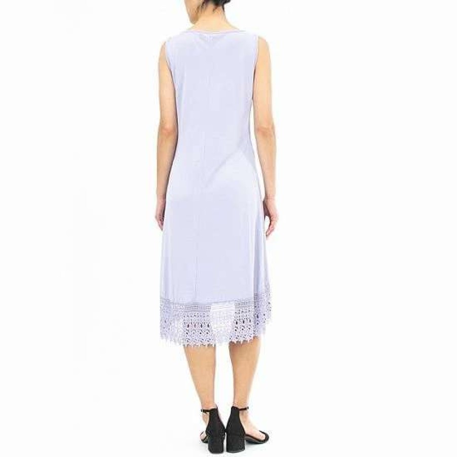 Womens * | Women'S Nina Leonard Crochet High-Low Hem Midi Dress