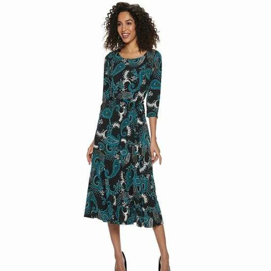 Womens * | Women'S Nina Leonard Print Midi Dress