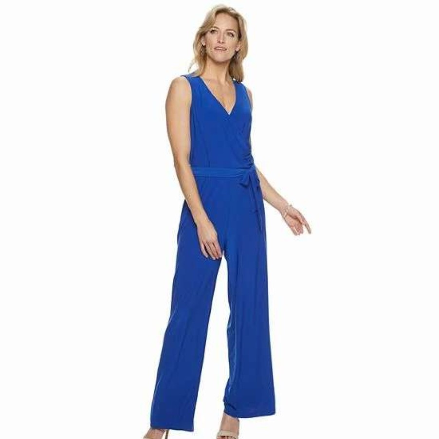 Womens * | Women'S Nina Leonard Surplice Wide-Leg Jumpsuit