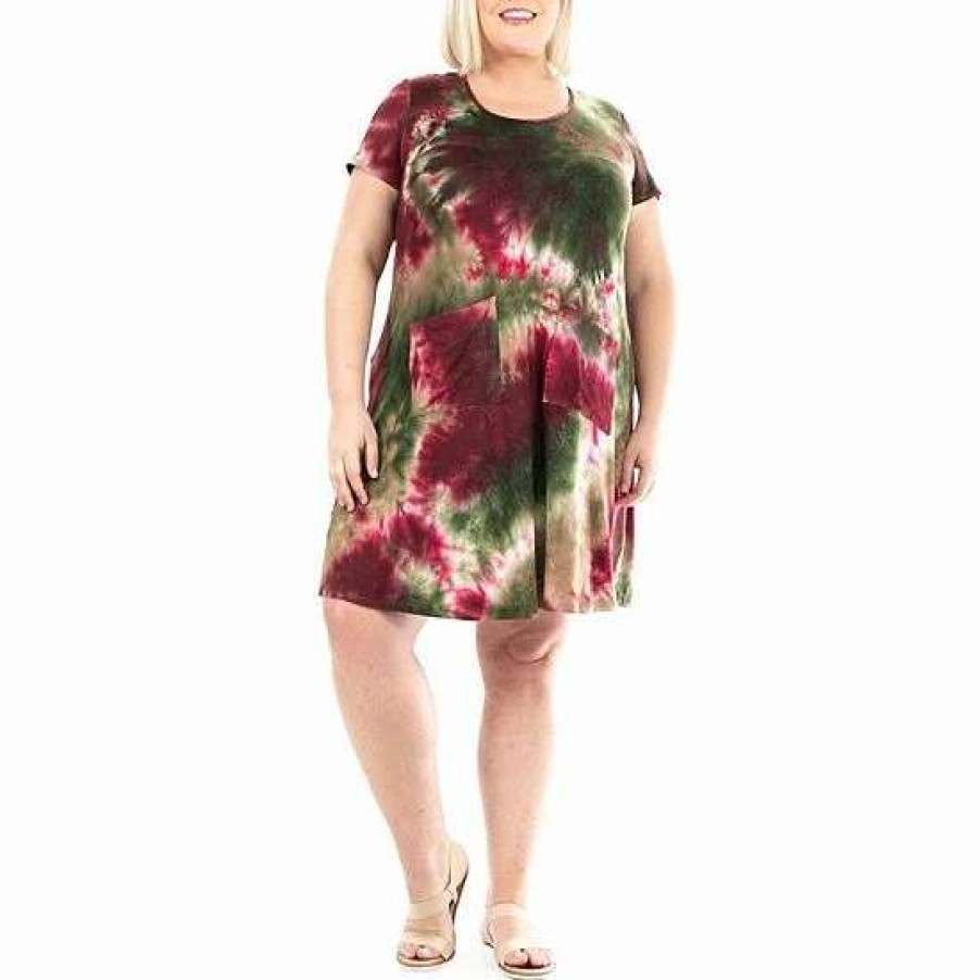 Womens * | Plus Size Nina Leonard Print T-Shirt Dress