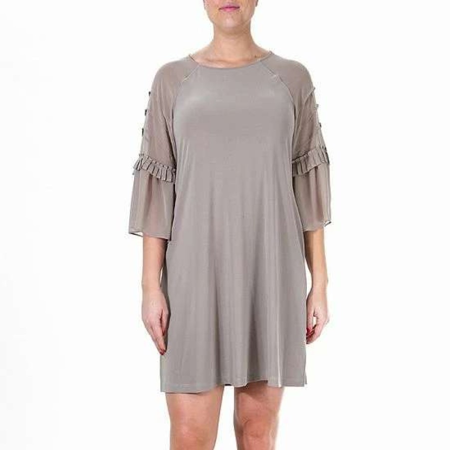 Womens * | Women'S Nina Leonard Pleated Chiffon Dress