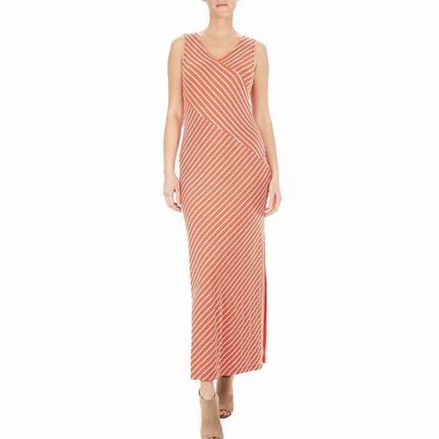 Womens * | Women'S Nina Leonard Striped Maxi Dress