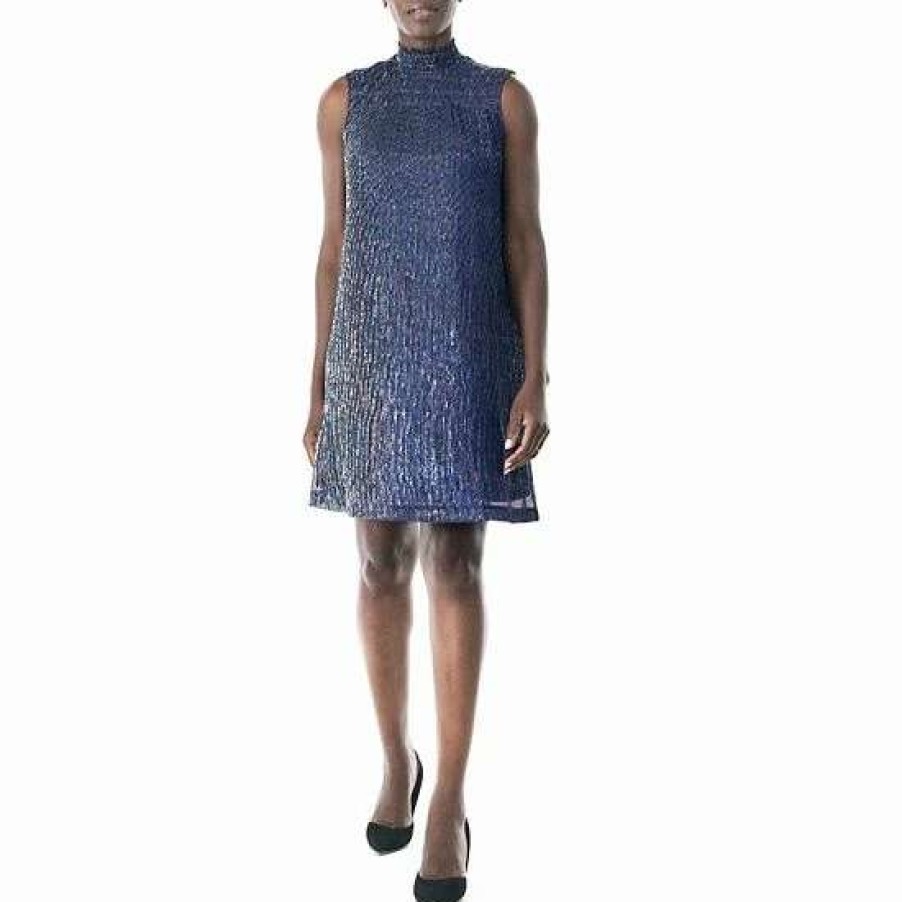 Womens * | Women'S Nina Leonard Smockneck Lace Dress