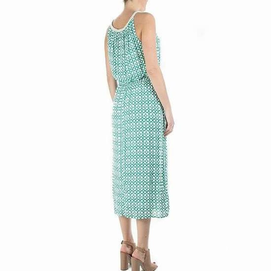 Womens * | Women'S Nina Leonard Solid Braid Neck Midi Dress