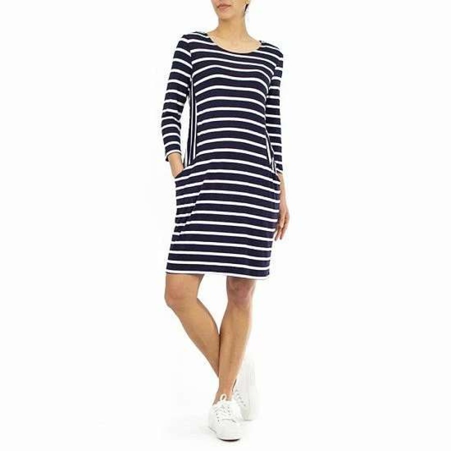 Womens * | Women'S Nina Leonard Mixed-Striped Sheath Dress