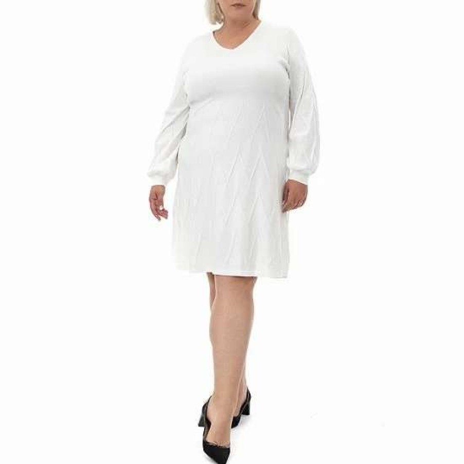 Womens * | Plus Size Nina Leonard Ribbed Sweater Dress