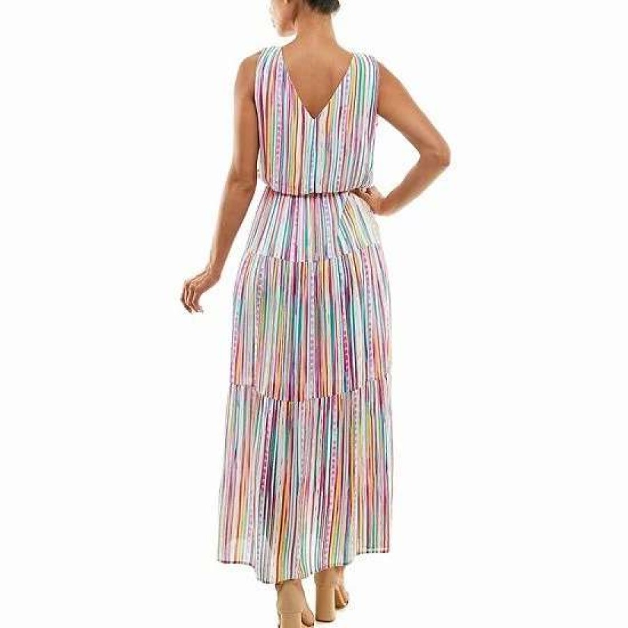 Womens * | Women'S Nina Leonard Tiered Gauze Maxi Dress