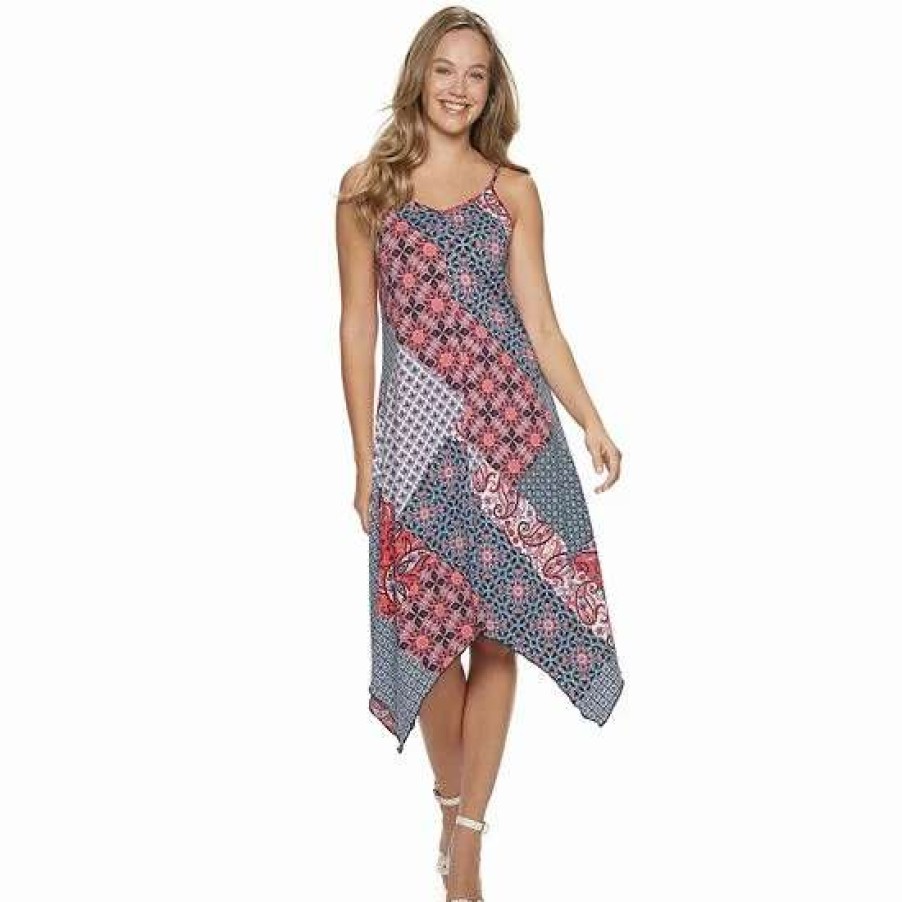 Womens * | Women'S Nina Leonard Print Shark-Bite Hem Midi Dress