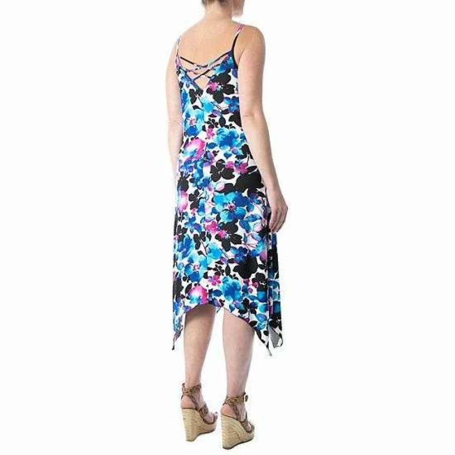 Womens * | Women'S Nina Leonard Print Shark-Bite Hem Midi Dress