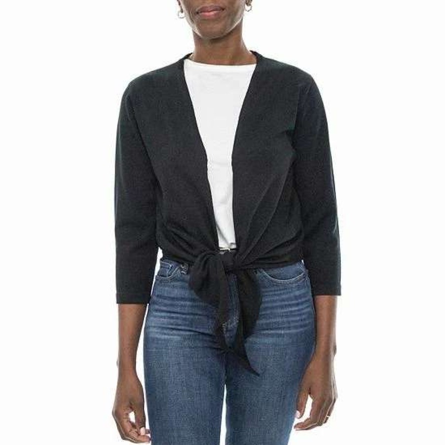 Womens * | Women'S Nina Leonard Tie-Font Bolero Jacket