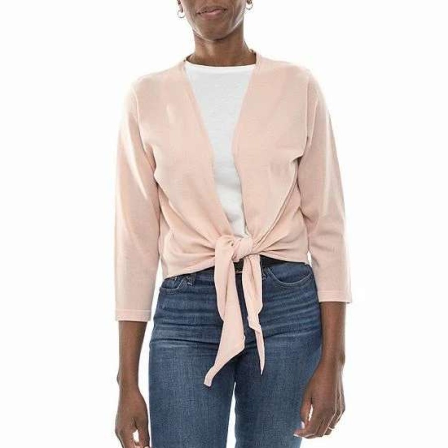 Womens * | Women'S Nina Leonard Tie-Font Bolero Jacket