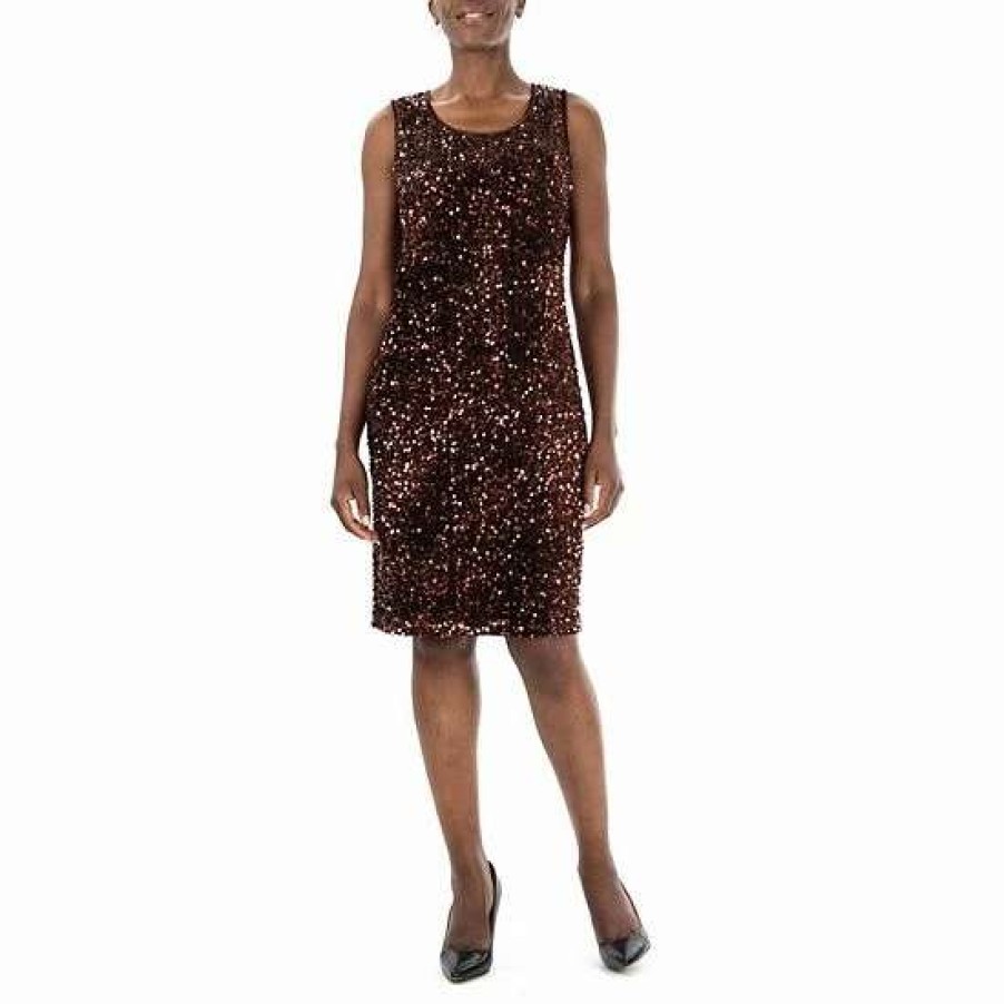 Womens * | Women'S Nina Leonard Sequin Sheath Dress