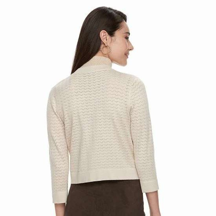 Womens * | Women'S Nina Leonard Chevron Stitch Bolero Cardigan