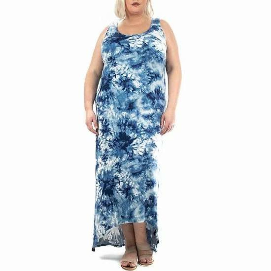 Womens * | Plus Size Nina Leonard Bar Back Tie-Dye Maxi Dress