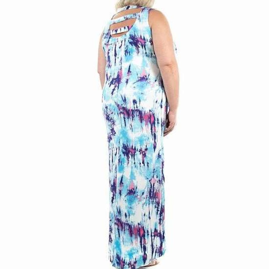 Womens * | Plus Size Nina Leonard Bar Back Tie-Dye Maxi Dress