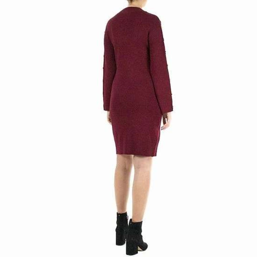 Womens * | Women'S Nina Leonard Button-Sleeve Sweater Dress