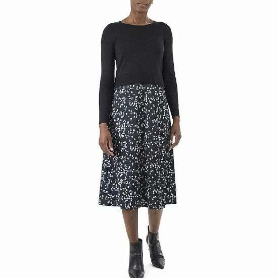 Womens * | Women'S Nina Leonard Print Midi Sweater Dress