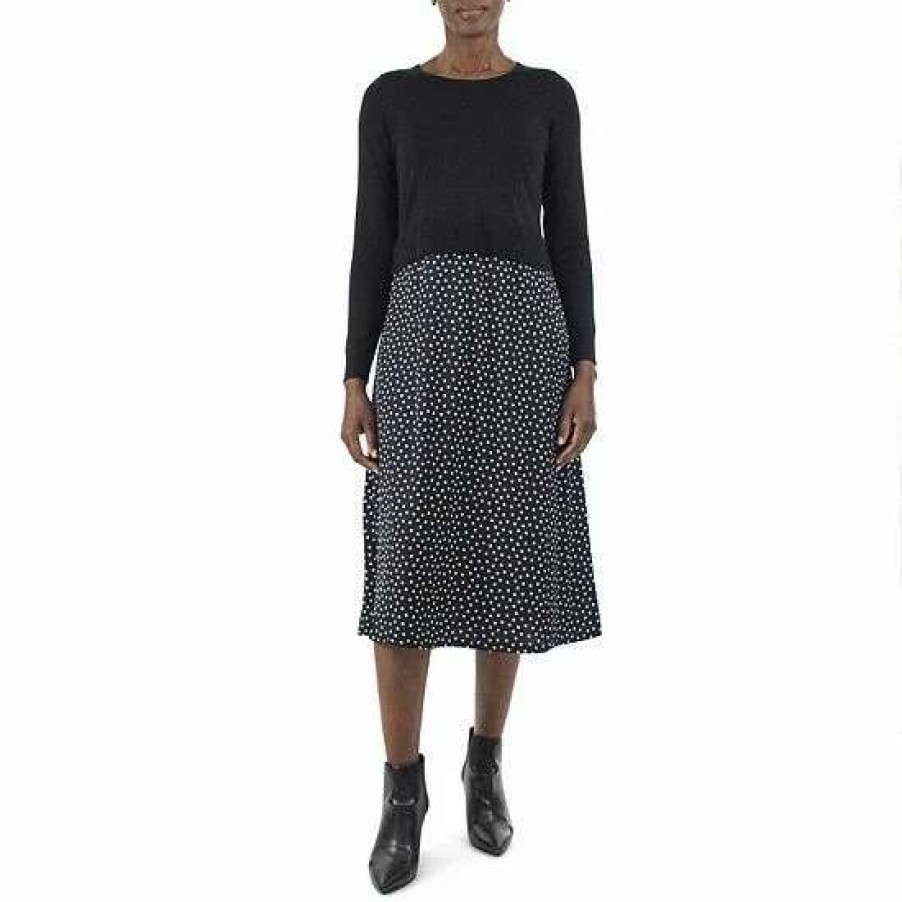 Womens * | Women'S Nina Leonard Print Midi Sweater Dress