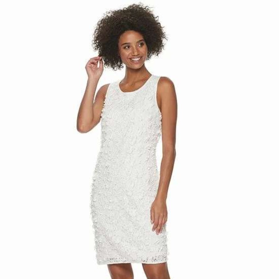 Womens * | Women'S Nina Leonard Textured Lace Sheath Dress