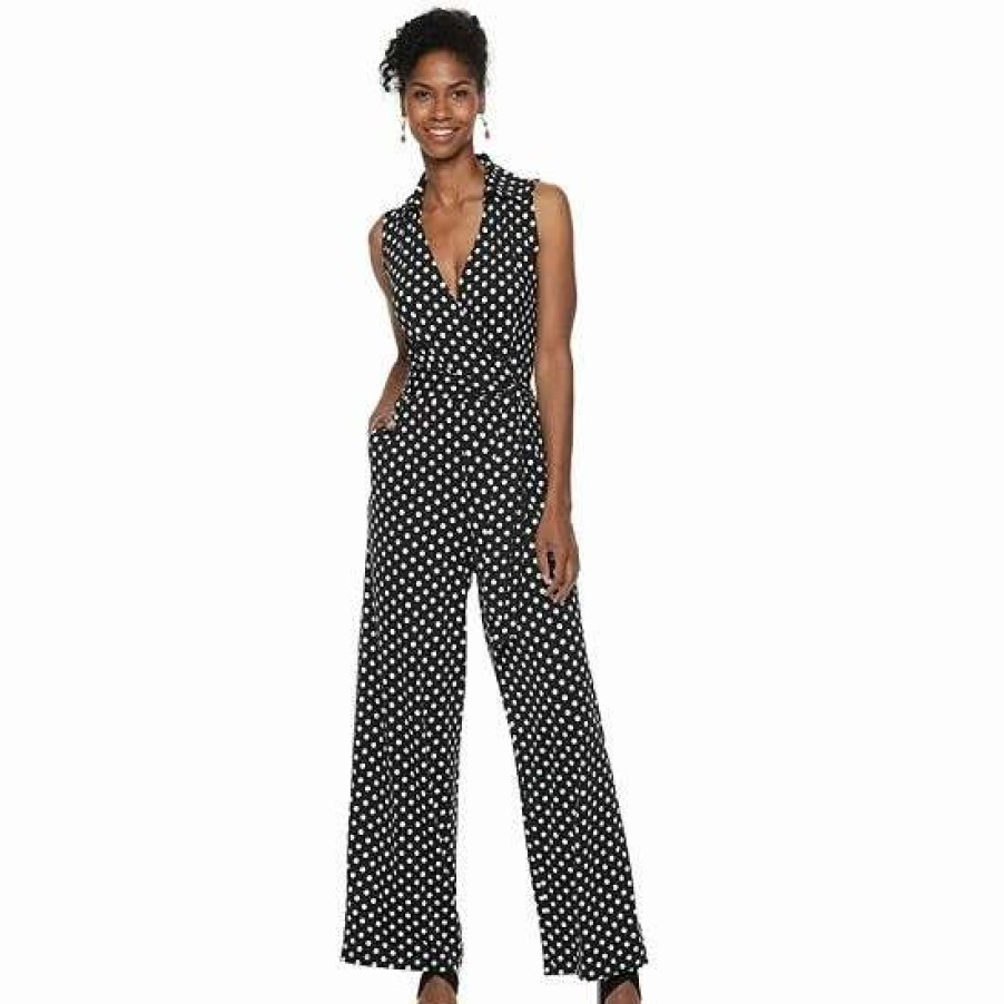 Womens * | Women'S Nina Leonard Print Surplice Wide-Leg Jumpsuit