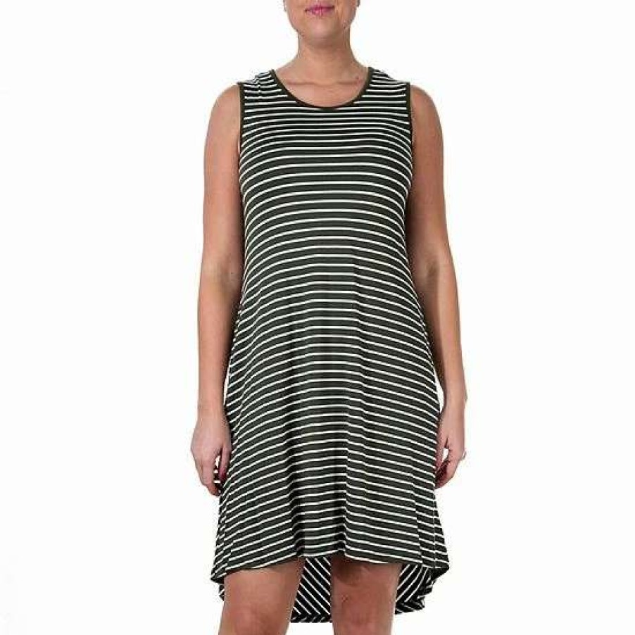 Womens * | Women'S Nina Leonard Striped High-Low Dress