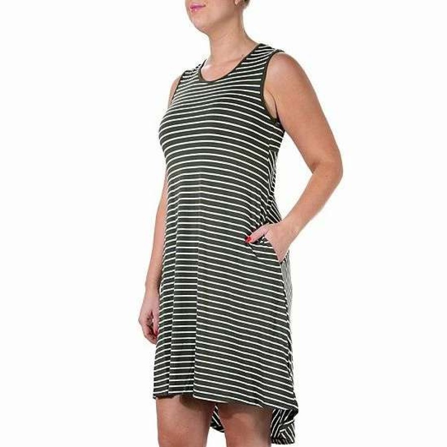 Womens * | Women'S Nina Leonard Striped High-Low Dress