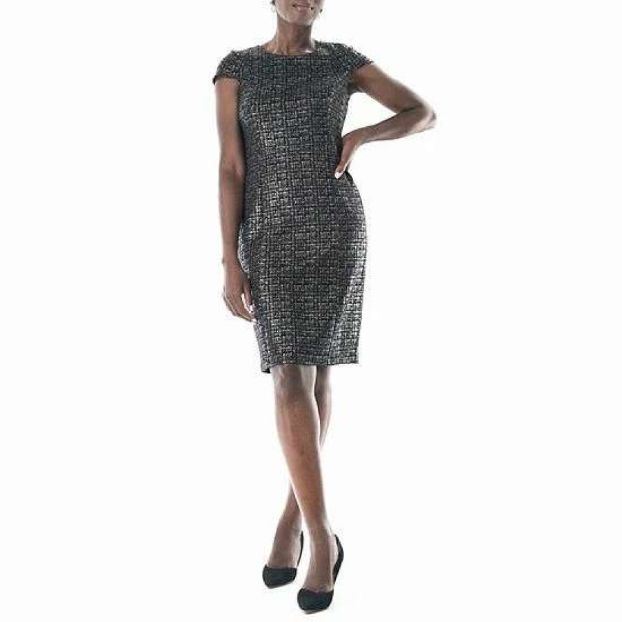 Womens * | Women'S Nina Leonard Cap Sleeve Sheath Dress