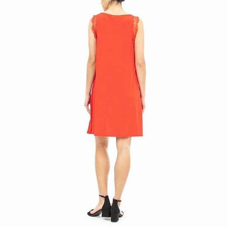 Womens * | Women'S Nina Leonard Jewelneck Trapeze Dress