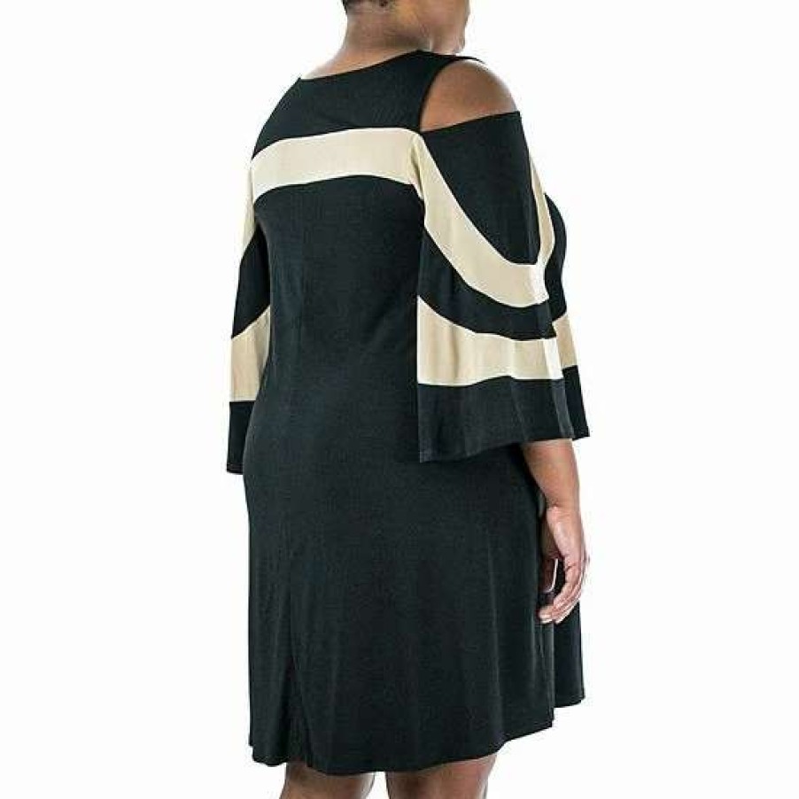 Womens * | Plus Size Nina Leonard Cold-Shoulder Colorblock Sheath Dress