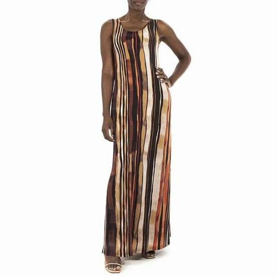 Womens * | Women'S Nina Leonard Bar-Back Print Maxi Dress Blush