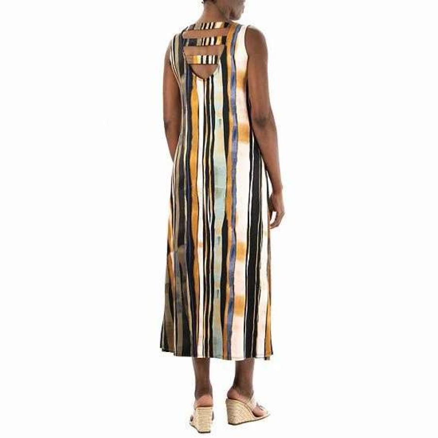 Womens * | Women'S Nina Leonard Bar-Back Print Maxi Dress Blush