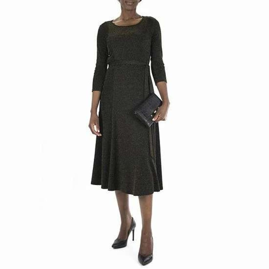 Womens * | Women'S Nina Leonard Sylvia Lurex Midi Dress