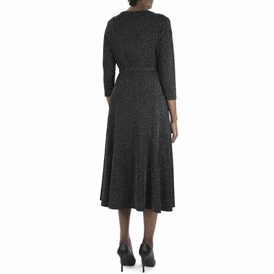 Womens * | Women'S Nina Leonard Sylvia Lurex Midi Dress