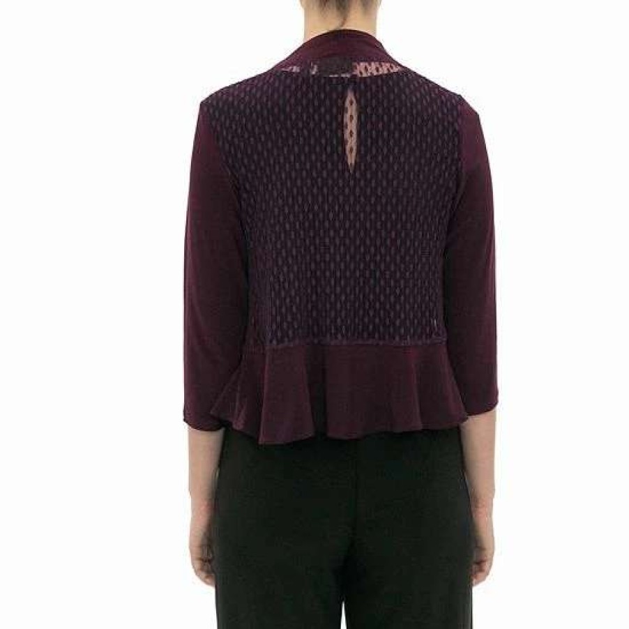 Womens * | Women'S Nina Leonard Ruffle Open-Front Cardigan