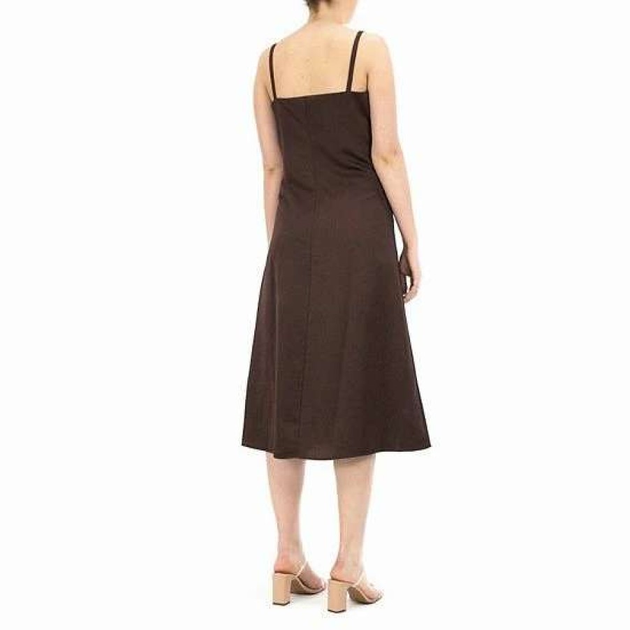 Womens * | Women'S Nina Leonard Crepe Midi Slip Dress