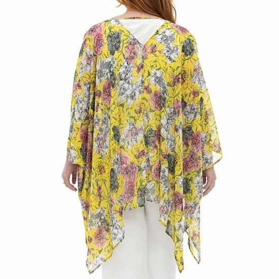 Womens * | Women'S Nina Leonard Floral Open-Front Kimono Multi