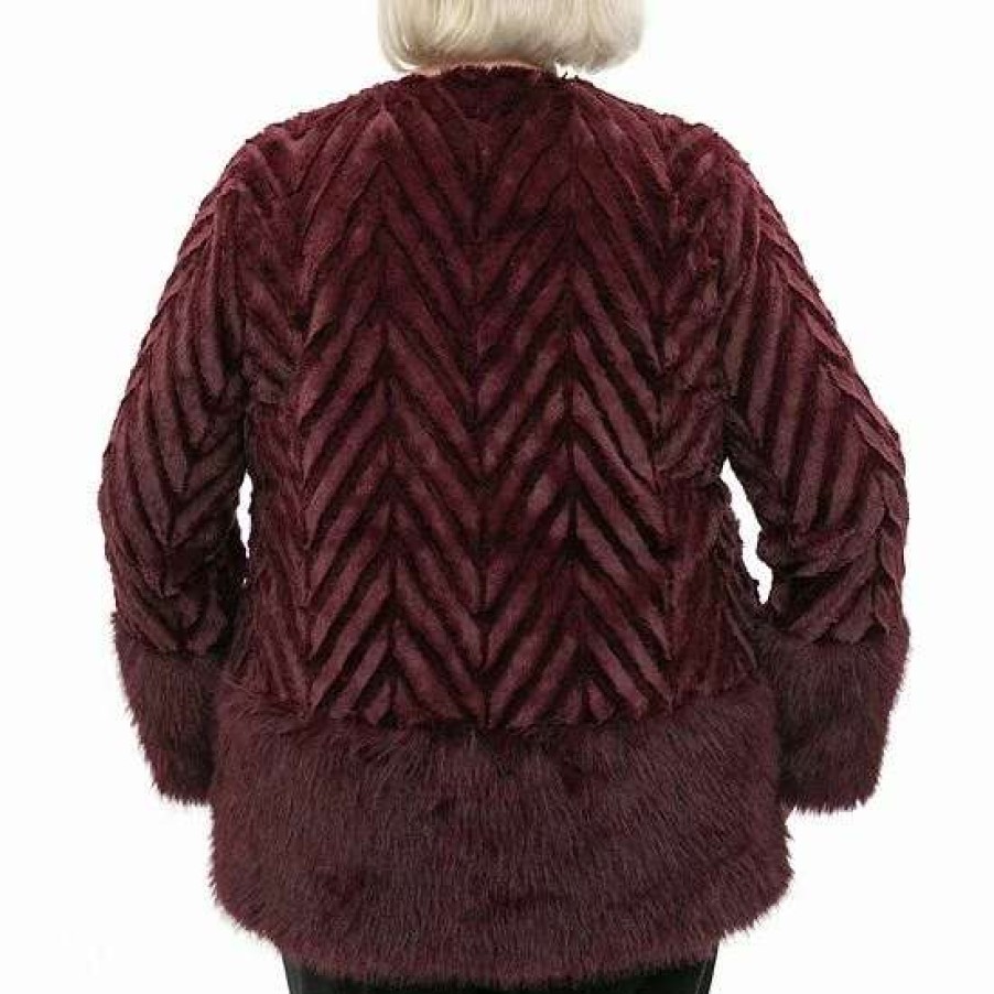 Womens * | Plus Size Nina Leonard Chevron Faux-Fur Bolero