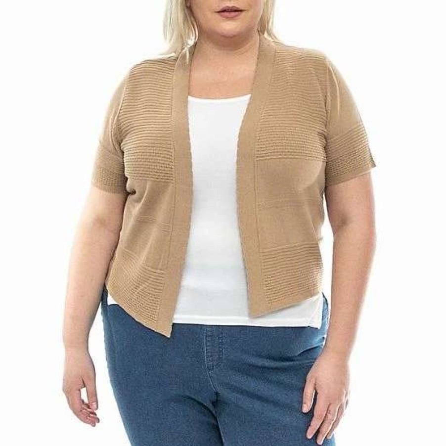 Womens * | Plus Size Nina Leonard Short Sleeve Bolero