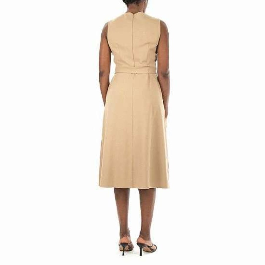 Womens * | Women'S Nina Leonard Fit & Flare Midi Dress Navy