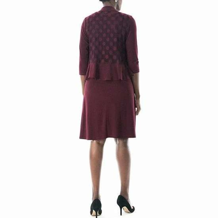 Womens * | Women'S Nina Leonard Ruffle Bolero & Dress Set