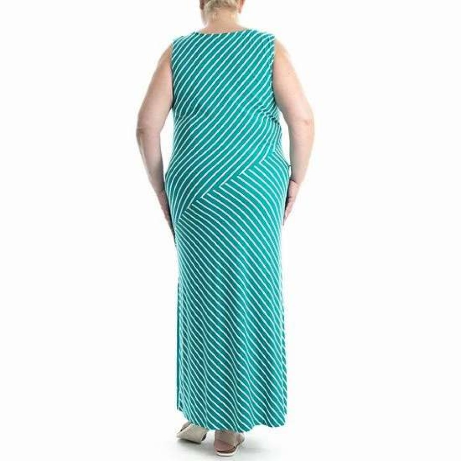 Womens * | Plus Size Nina Leonard Side-Slit V-Neck Maxi Dress