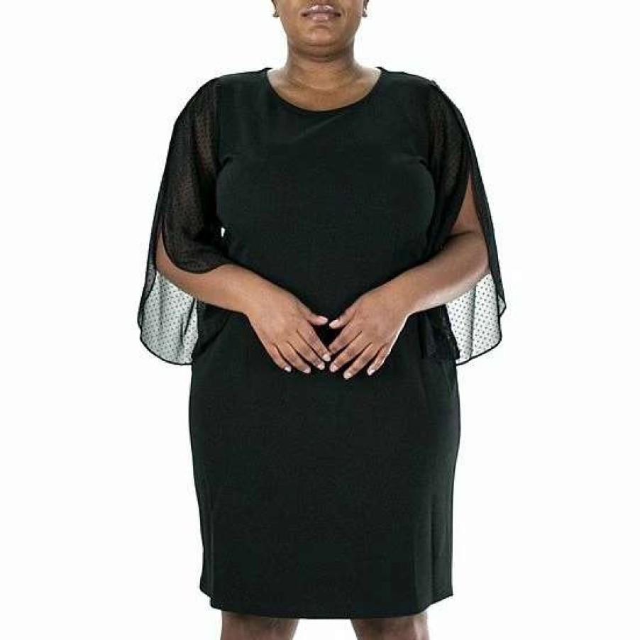 Womens * | Plus Size Nina Leonard Dot-Mesh Sheath Dress