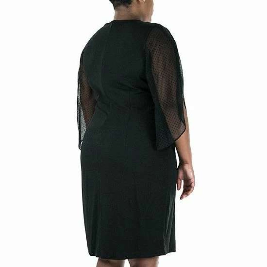 Womens * | Plus Size Nina Leonard Dot-Mesh Sheath Dress