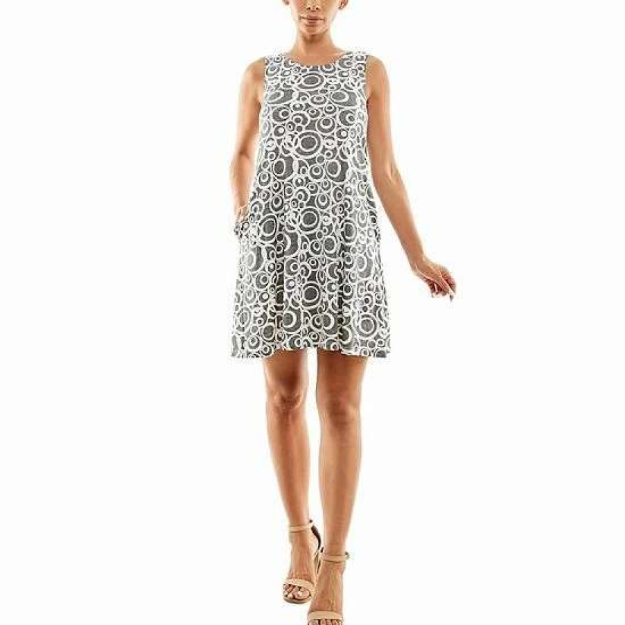 Womens * | Women'S Nina Leonard Sleeveless Trapeze Dress