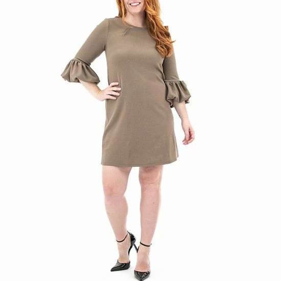 Womens * | Women'S Nina Leonard Balloon-Sleeve Shift Dress