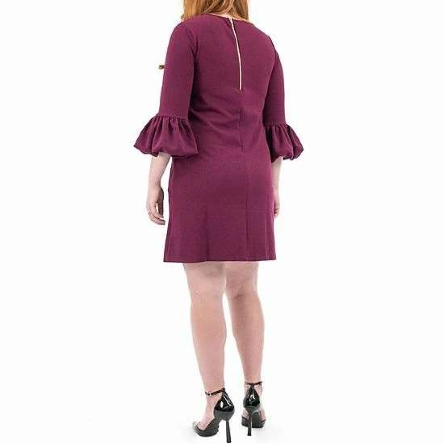 Womens * | Women'S Nina Leonard Balloon-Sleeve Shift Dress