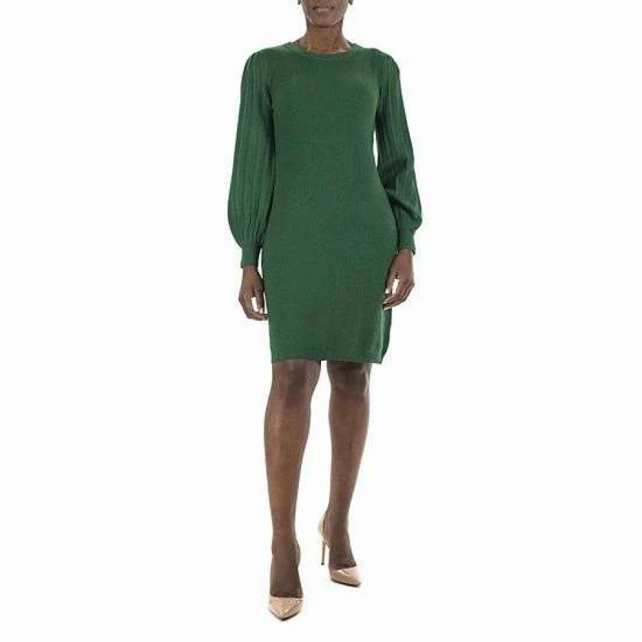 Womens * | Women'S Nina Leonard Bubble-Pleat Sweater Dress